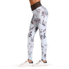 High Waist Spliced Mesh Floral Print Skinny Women Pants