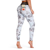 High Waist Spliced Mesh Floral Print Skinny Women Pants