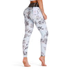High Waist Spliced Mesh Floral Print Skinny Women Pants