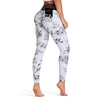 High Waist Spliced Mesh Floral Print Skinny Women Pants