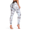 High Waist Spliced Mesh Floral Print Skinny Women Pants