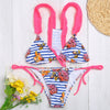 Ruffle Shoulder Strap Padded Print Low Waist Women Bikini Set