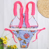 Ruffle Shoulder Strap Padded Print Low Waist Women Bikini Set
