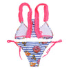 Ruffle Shoulder Strap Padded Print Low Waist Women Bikini Set