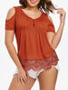 Cold Shoulder Lace Hemline T-shirt