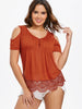 Cold Shoulder Lace Hemline T-shirt