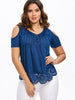 Cold Shoulder Lace Hemline T-shirt