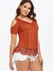 Cold Shoulder Lace Hemline T-shirt