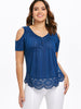 Cold Shoulder Lace Hemline T-shirt
