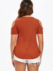 Cold Shoulder Lace Hemline T-shirt