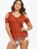 Cold Shoulder Lace Hemline T-shirt