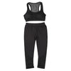 Trendy Round Collar Padded Spliced Mesh Women Sports Suit