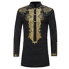 Standing Collar Ethnic Style Printing Shirt Men Top