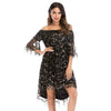 Off the Shoulder Sequin Strapless Solid Women Dress