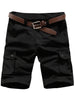 Casual Solid Color Zipper Fly Cargo Shorts