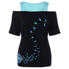 Dandelion Printed Cut Out Shoulder T-shirt