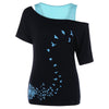 Dandelion Printed Cut Out Shoulder T-shirt