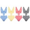 Plunge Neck Padded Stripe High Waist Women Bikini Set