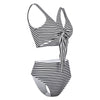 Plunge Neck Padded Stripe High Waist Women Bikini Set