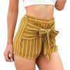 High Waist Stripe Tied Bowknot Women Short Pants