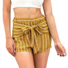 High Waist Stripe Tied Bowknot Women Short Pants