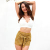High Waist Stripe Tied Bowknot Women Short Pants