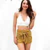 High Waist Stripe Tied Bowknot Women Short Pants