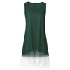Round Collar Sleeveless Spliced Lace Women Dress