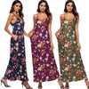 V Neck Spaghetti Straps Floral Print Women Dress