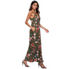 V Neck Spaghetti Straps Floral Print Women Dress