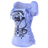 Braided Shredding Skull Print T-shirt