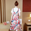 Round Collar Short Sleeve Pattern Women Two-piece Set