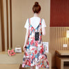 Round Collar Short Sleeve Pattern Women Two-piece Set