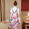 Round Collar Short Sleeve Pattern Women Two-piece Set