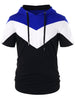 Color Block Short Sleeve Drawstring Hoodie