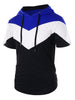 Color Block Short Sleeve Drawstring Hoodie