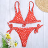 Spaghetti Strap Padded Polka Dot Low Waist Women Bikini Set