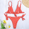 Spaghetti Strap Padded Polka Dot Low Waist Women Bikini Set