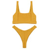 Square Neck Backless Low Waist Solid Color Women Bikini Set