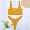 Square Neck Backless Low Waist Solid Color Women Bikini Set
