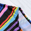 Scoop Neck Backless Padded Colorful Stripe Women Swimsuit