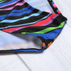 Scoop Neck Backless Padded Colorful Stripe Women Swimsuit