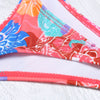 Spaghetti Strap Padded Floral Print Ruffle Low Waist Women Bikini Set