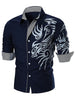 Dragon Print Stripe Panel T-shirt