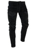 Stretchy Ripped Zipper Hem Jeans
