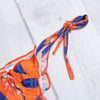 Women Sexy Tied Strap Backless Lady Swimwear Flouncing Leaf Print Bikini Set