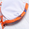 Women Sexy Tied Strap Backless Lady Swimwear Flouncing Leaf Print Bikini Set