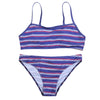 Women Sexy Strap Backless Lady Swimwear Stripe Print Bikini Set