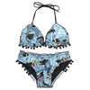 Sexy Halter Neck Backless Padded Floral Print Low Waist Women Bikini Set