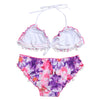 Sexy Halter Neck Backless Padded Floral Print Low Waist Women Bikini Set